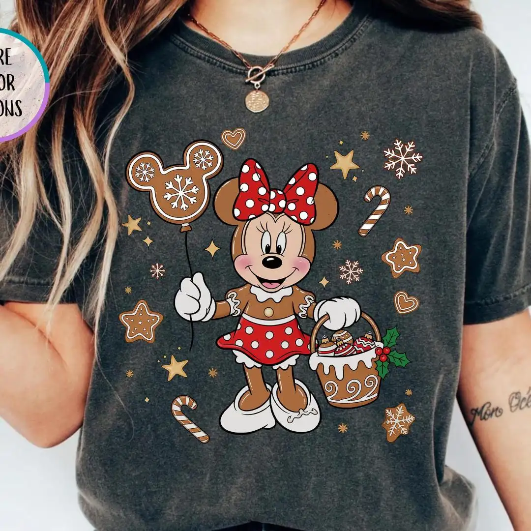 Comfort Colors Minnie Gingerbread Christmas Shirt, Candy Cane Christmas Gift, Minnie Mouse Holiday Shirt, Magical Land Holiday, Vacation Tee
