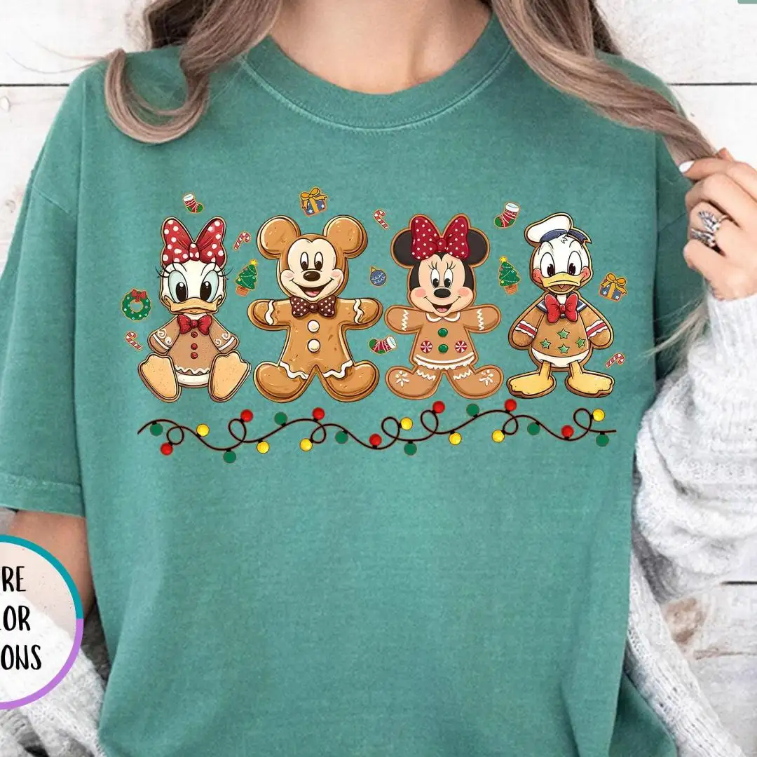 Comfort Colors Mickey and Friends Gingerbread Shirt, Disney Christmas Party Shirt, WDW Disneyland Family Holiday Gift, Holiday Baking Crew