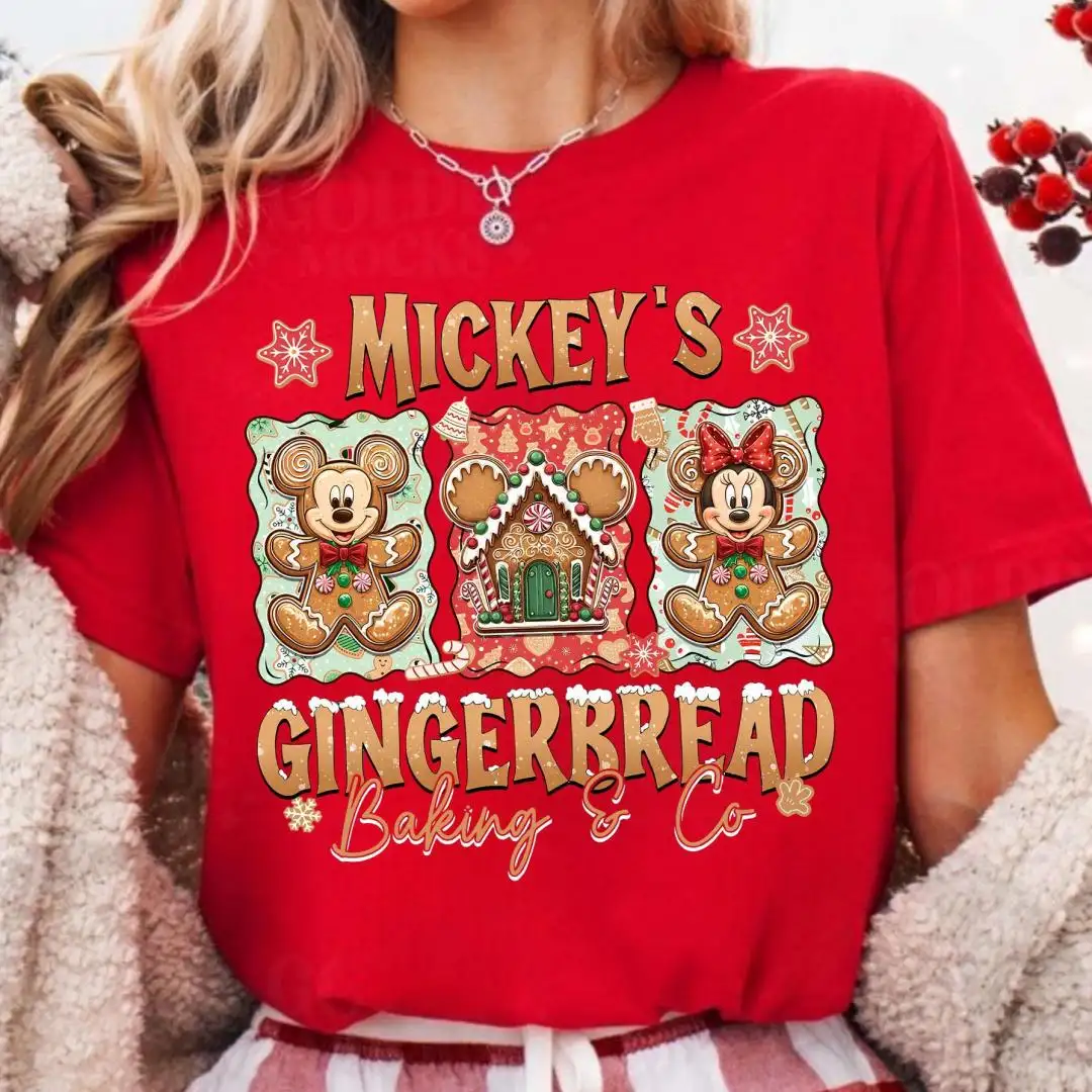 Mickey Gingerbread Christmas Shirt, Disney Holiday Baking Tee, Cute Xmas Cookie Top, Minnie Mouse Christmas T-Shirt Gift Idea, Family Baking