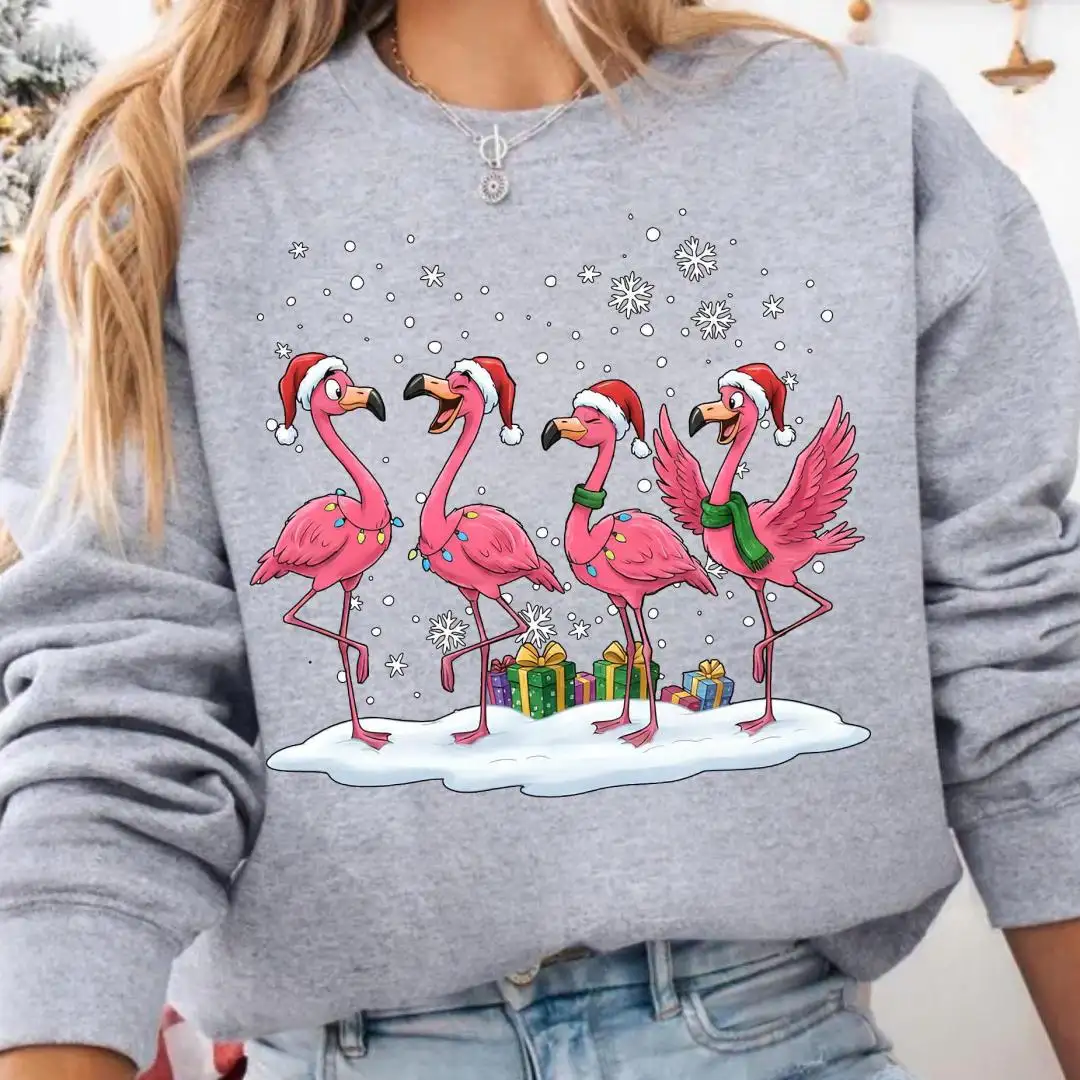 Santa Flamingo Sweatshirt, Funny Holiday Sweatshirt, Flamingo Christmas Sweatshirt, Funny Flamingo Lover Gift, Tropical Christmas Hoodie