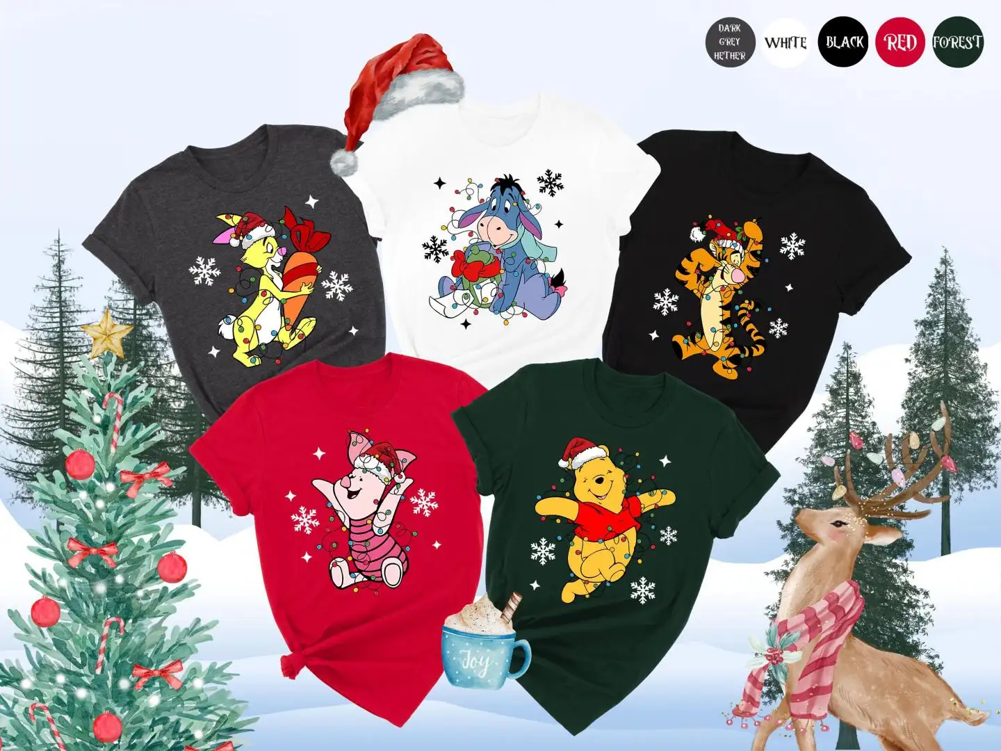 Winnie The Pooh Christmas Shirt, Matching Family Disney Christmas Shirts, Disney Holiday Shirt, Xmas Party Shirt, Cute Pooh And Friends Tee