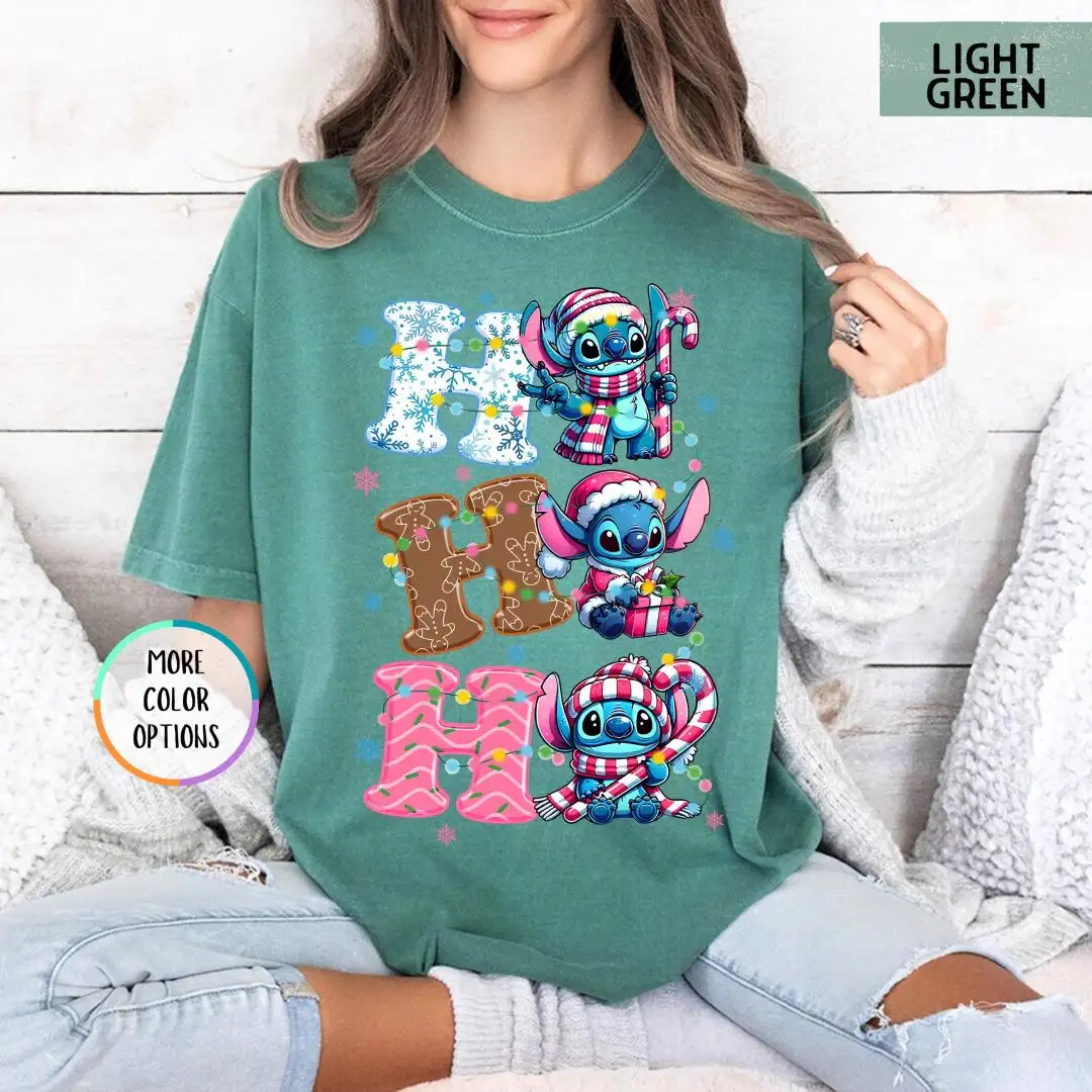 Comfort Colors® Christmas Stitch Shirt, Disney Holiday Tee, Disney Xmas Party Tee, Cute Ho Ho Ho Tee, Womens Holiday Gift, Kawaii Xmas Gift