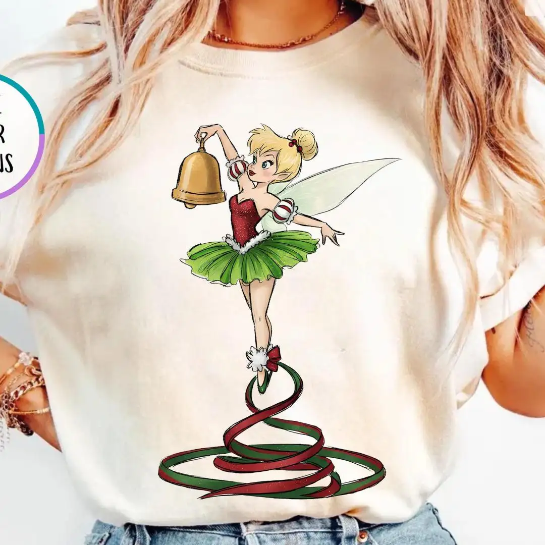 Comfort Colors Disney Christmas Shirt, Christmas Party Gift, Disney Holiday Shirt For Women, Tinker Bell Shirt, Disneyland Xmas Trip Shirt