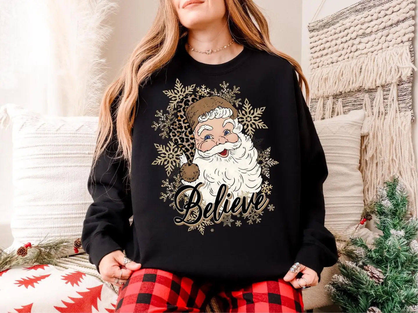 Santa Believe Christmas Shirt, Merry Christmas Sweater, Don't Stop Believing Christmas Vibes Sweatshirt, Santa Christmas Tee