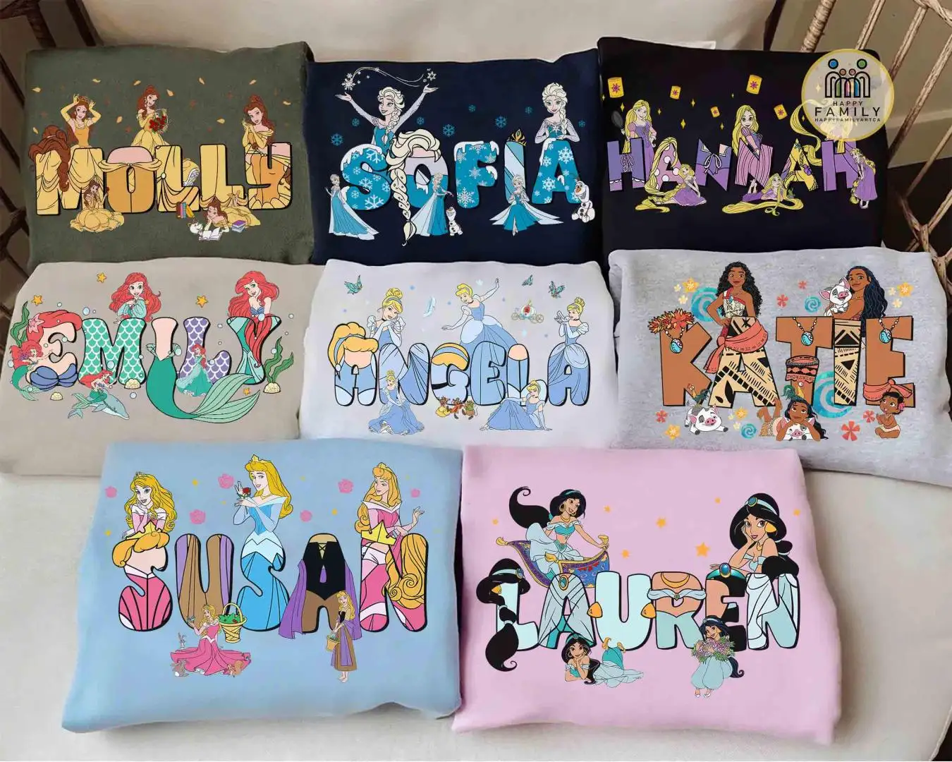 Custom Disney Princess Group Shirt for Girls Birthday Trip