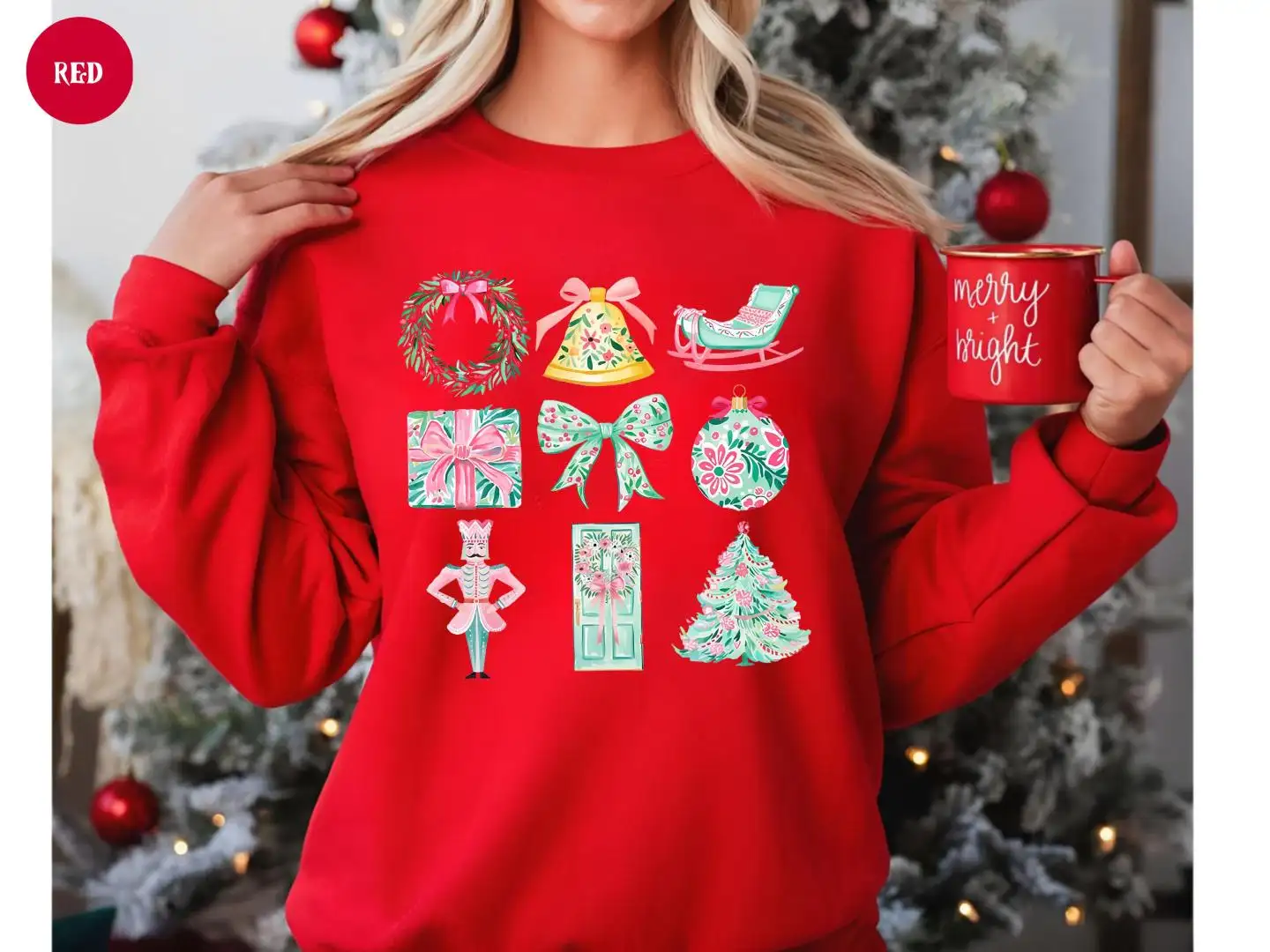 Coquette Christmas Sweatshirt, Nutcracker, Festive Holiday Crewneck, Soft Girl Christmas Gift, Pretty Pink Bows, Christmas Hoodie For Women