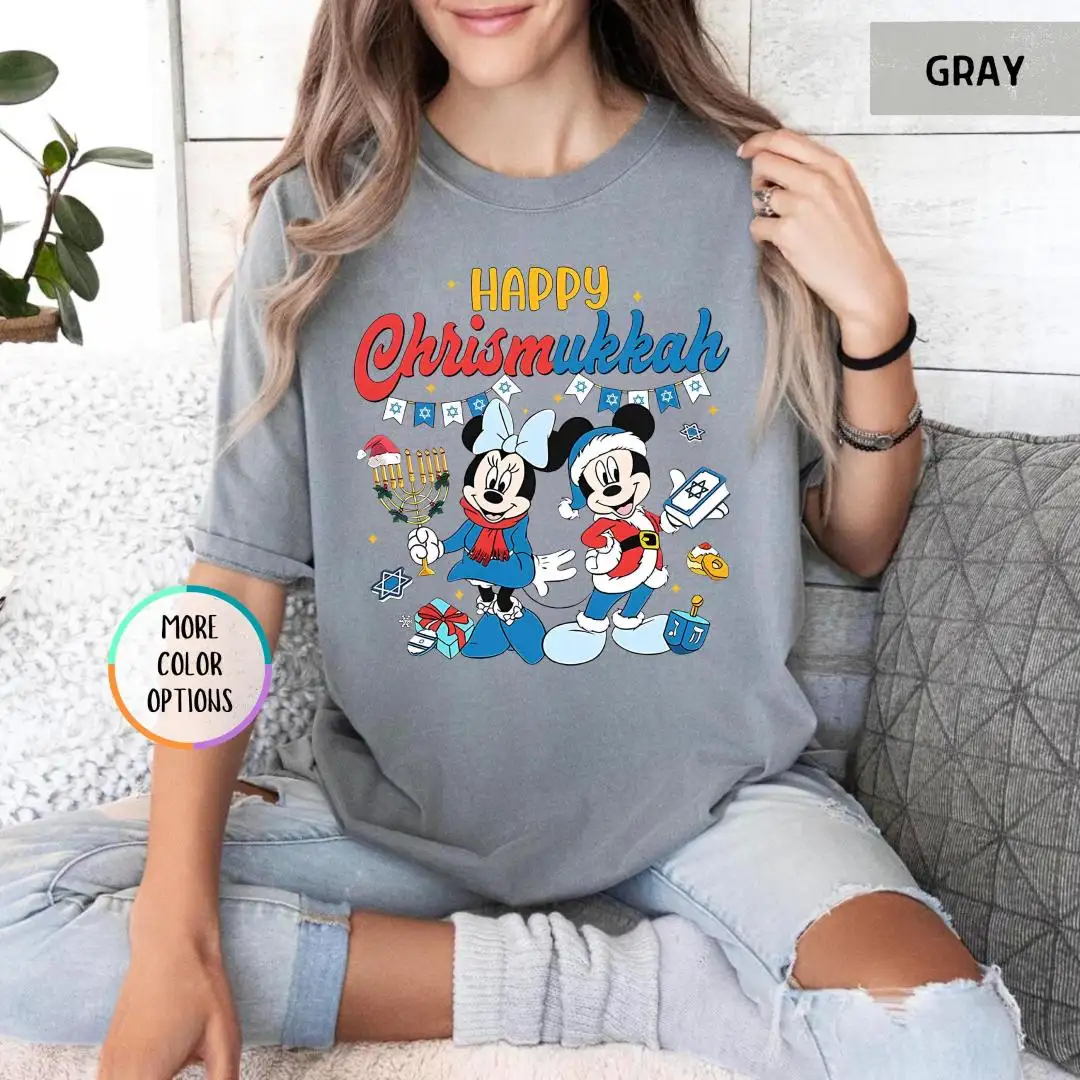 Comfort Colors Disney Hanukkah Shirt, Happy Christmukkah Mickey Minnie, Disney Jewish Holiday Shirt, Disney Family Trip, Happy Hanukkah Shirt