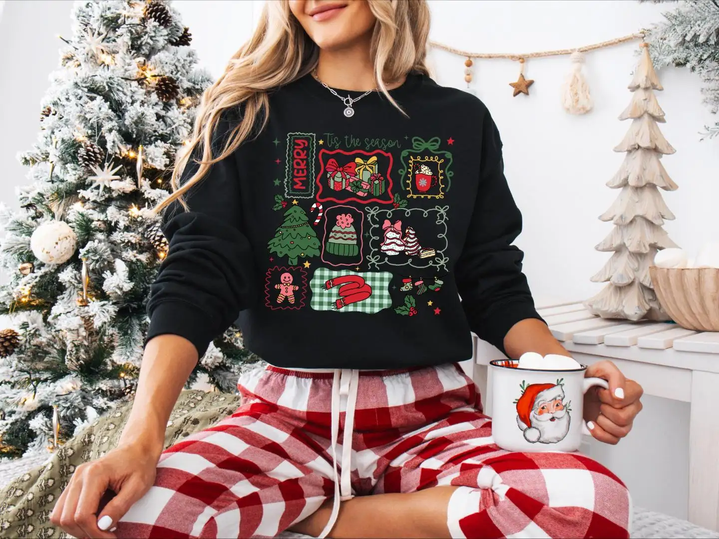 Tis The Season Christmas Vibes Shirt, Merry Christmas Sweatshirt, Winter Christmas Objects Sweater, Merry and Bright, Christmas Party Tee