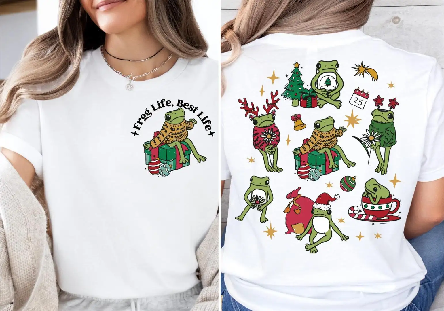 Frog Life Best Life Christmas Shirt, Frog Life Tee, Christmas Vibes T-Shirt, Funny Merry Christmas Sweater, Frog Christmas Sweatshirt