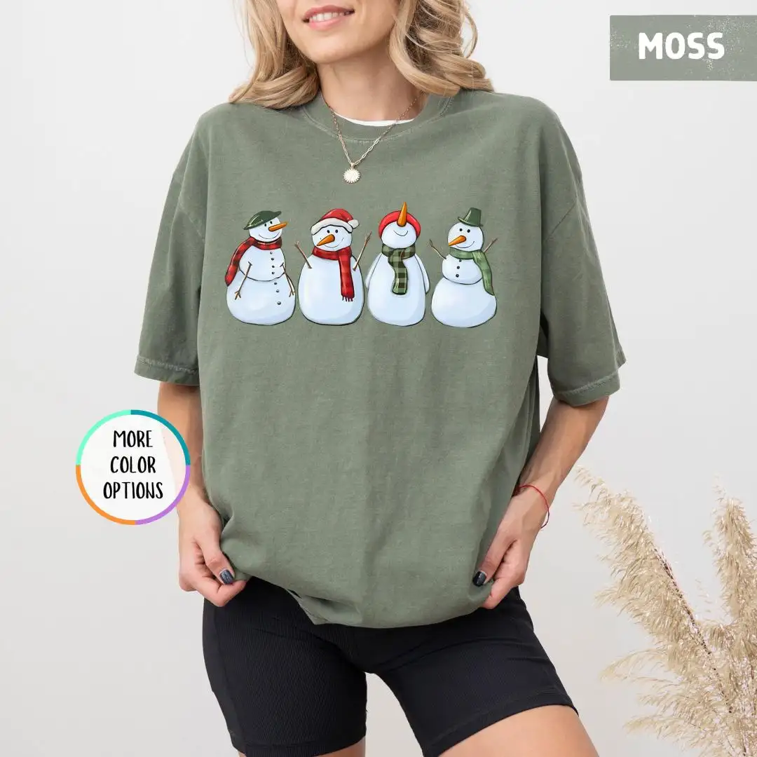 Comfort Colors Snowman T-Shirt, Cute Snowman Graphic Tee, Winter Christmas Shirt, Holiday Comfort Colors Shirt, Christmas Gift for Women