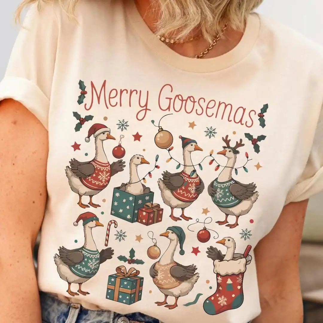 Merry Goosemas Comfort Colors Shirt, Goose Lover Gift, Funny Holiday Gift, Xmas Party Gift For Women, Christmas Goose Tee, Silly Goose Shirt