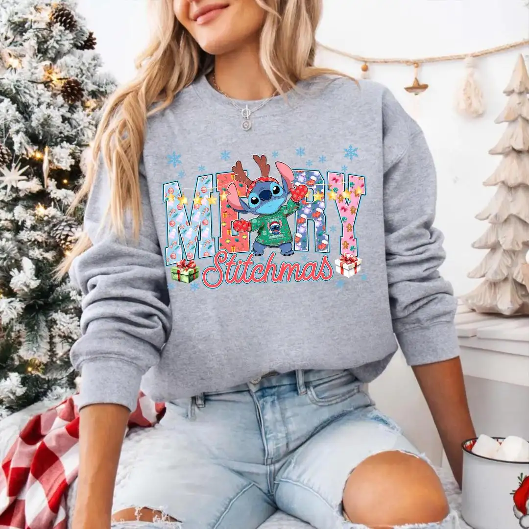 Merry Stitchmas Sweatshirt, Cute Stitch Christmas Hoodie, Festive Disney Holiday Sweater, Disneyland Sweater, Xmas Vacation Gift For Women
