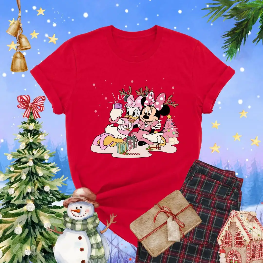 Minnie and Daisy Christmas Shirt, Disney Xmas Girls Trip Shirt, Kids Minnie Christmas Tee, Disney Christmas Shirt, Pink Christmas Shirt