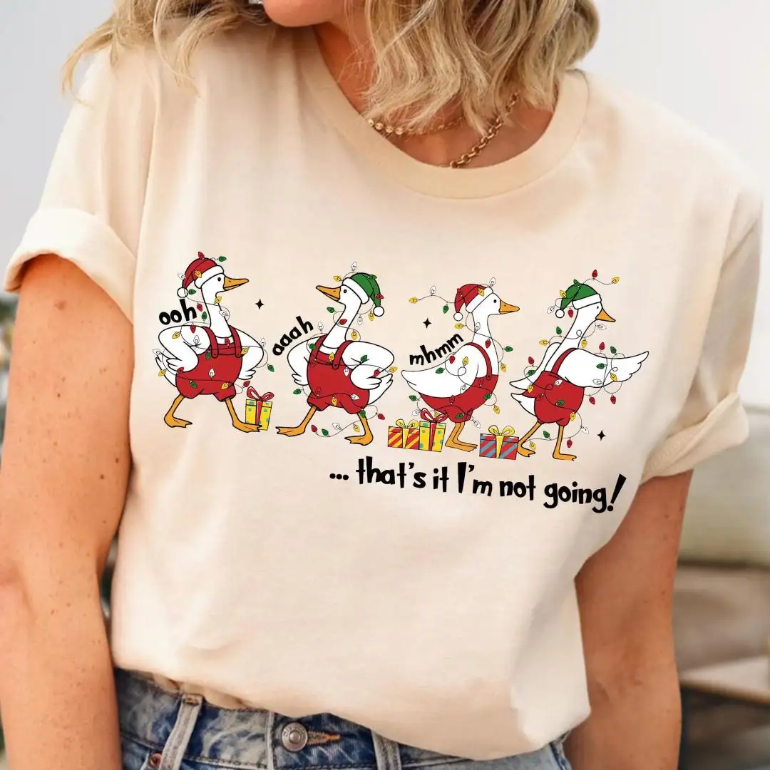 Funny Christmas Duck Shirt, Introvert Holiday T-Shirt, That’s It I’m Not Going Tee, Cute Goose Gift Tee, Festive Xmas Outfit for Women