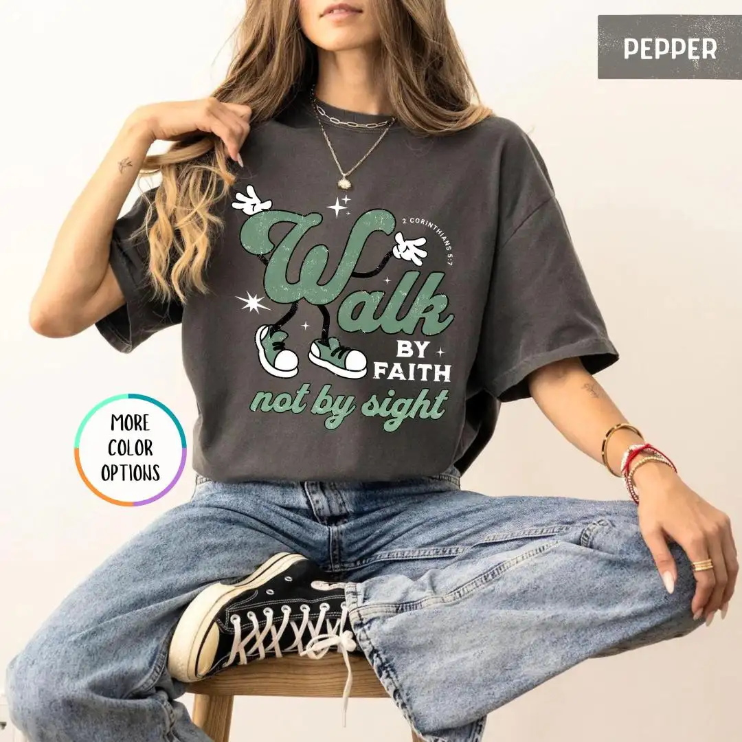 Walk by Faith Shirt, Christian Gift, Comfort Colors Christian Shirt, Faith Shirt, Christian Christmas Shirt, Bible Verse Shirt, Jesus Shirt