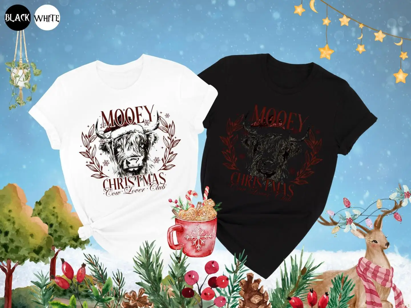 Mooey Christmas Cow Lover Club Shirt, Highland Cow Farm Christmas, Merry Christmas Heifers Tee, Christmas Cow T-shirt, Cow Christmas Shirt