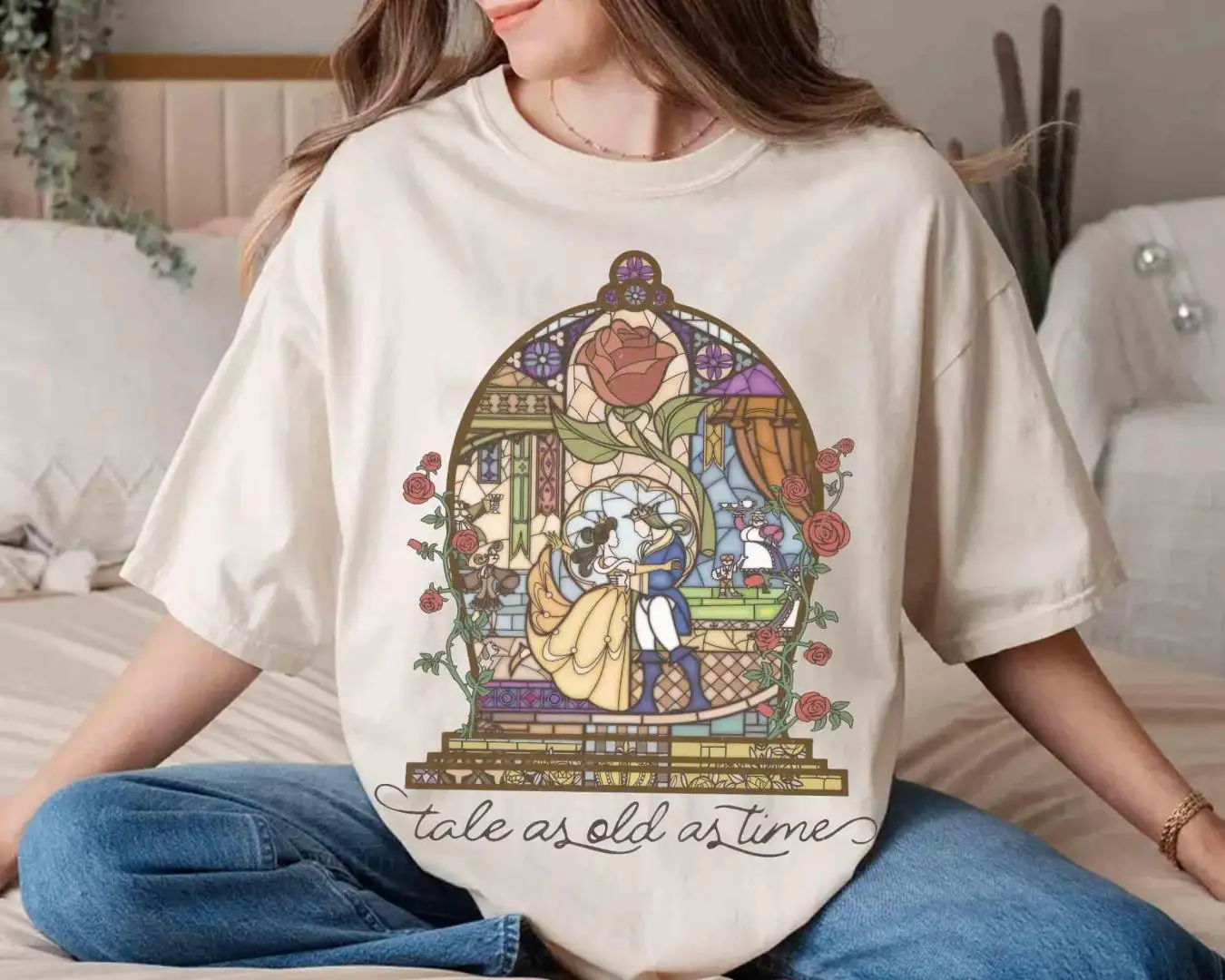 Disney Beauty and the Beast Stained Glass Shirt for Family Vacation