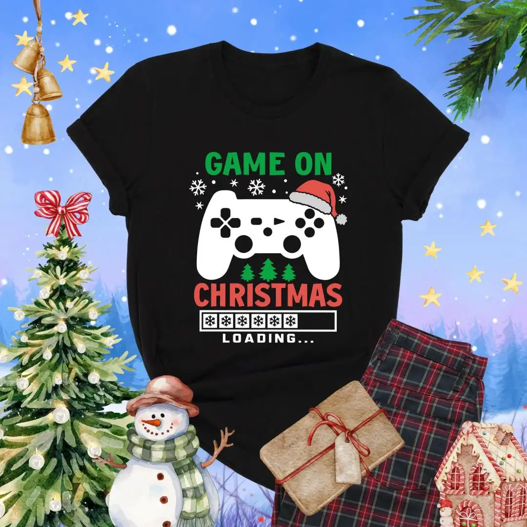Game on Christmas Shirt, Kids Christmas T-Shirts, Xmas Shirt, Christmas Gift For Men, Holiday Shirt, Funny Christmas Shirt, Gamer Quote Tee