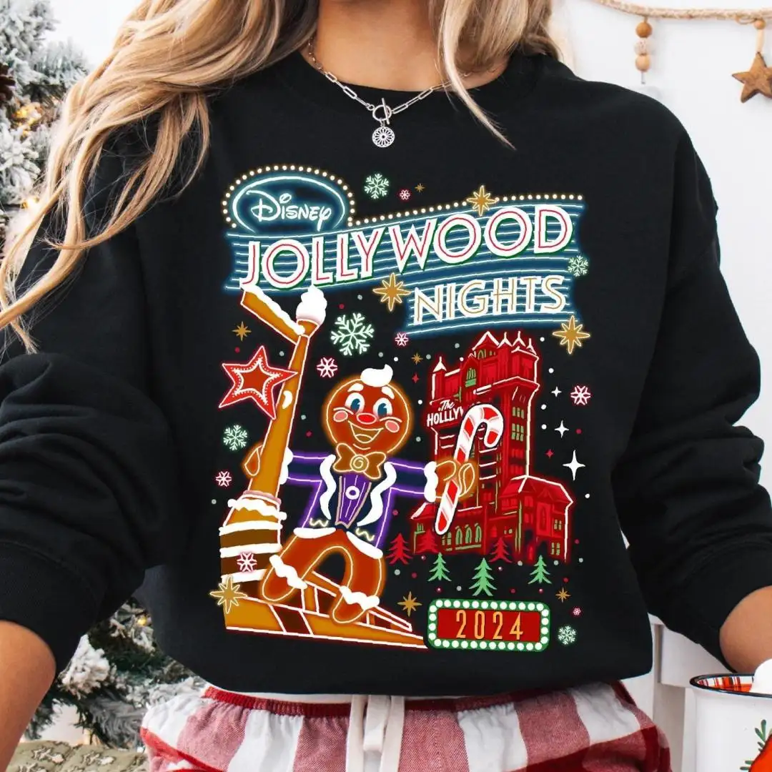 Disney Jollywood Nights Sweatshirt, Christmas Family Trip Shirt, Disney Xmas Baking Party Sweater, Disney Cookie Shirt, Xmas Holiday Tee