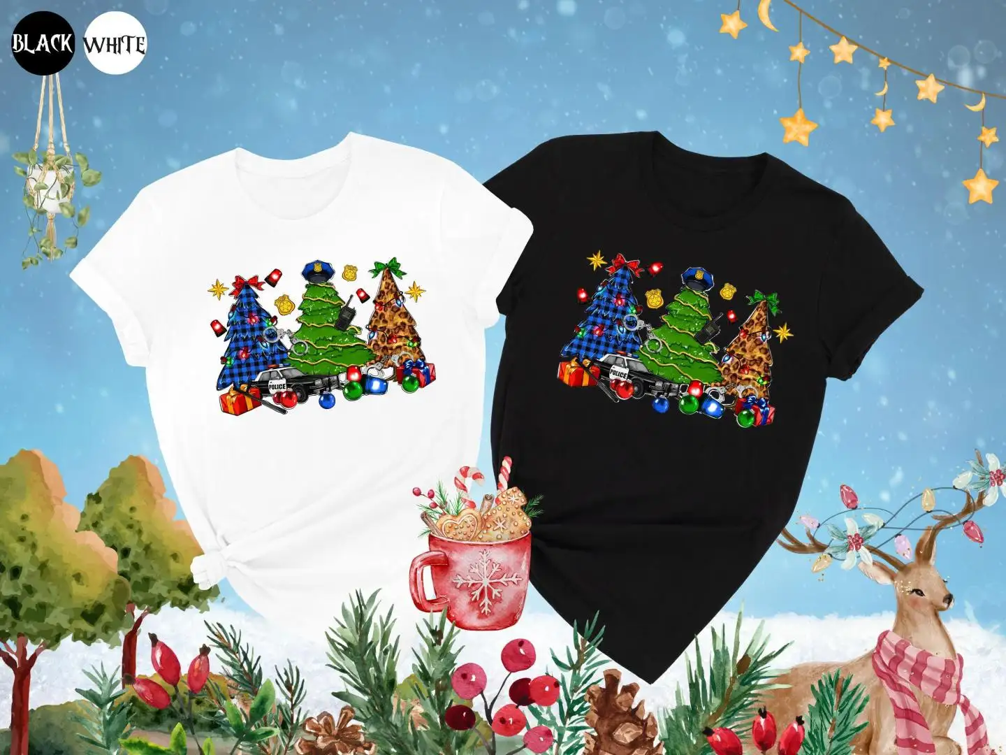 Police Christmas Tree Shirt, Blue Line Shirt, Christmas Gift for Cops, Merry Christmas Tee, Police Family Gift, Police Wife Christmas Shirt