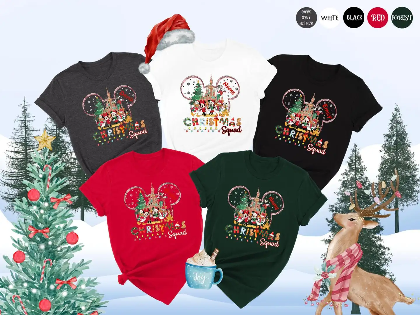 Custom Disney Christmas Shirt, Custom Name Disney Christmas Squad, Matching Christmas, Disneyland Trip Shirt, Disney Christmas Family Shirt