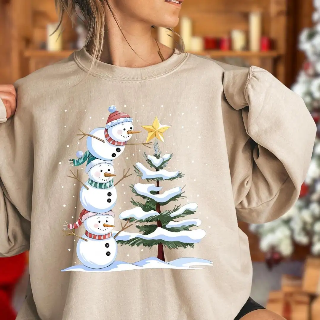 Christmas Snowman Sweatshirt, Snowman Hoodie, Cute Snowman Sweatshirt, Cute Winter Sweater, Holiday Season Gift, Christmas Hoodie for Women