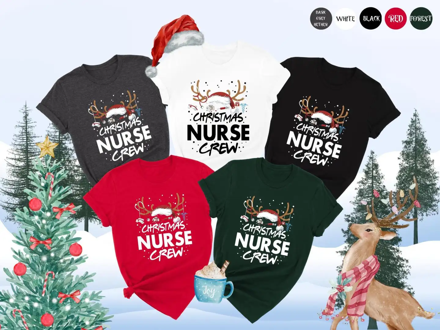 Christmas Nurse Crew T-Shirt, Nurse Christmas Gift, Christmas Nursing Shirt, Xmas Nurse Team Shirt, Matching Nurse Shirt, Holiday Nurse Tee