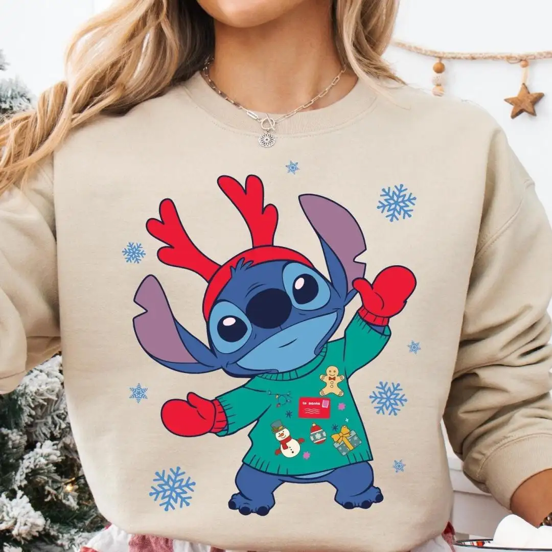 Reindeer Stitch Sweatshirt, Walt Disney Family Trip Shirt, Disney Christmas Party Tee, Disney Merry Christmas Shirt, Christmas Stitch Shirt