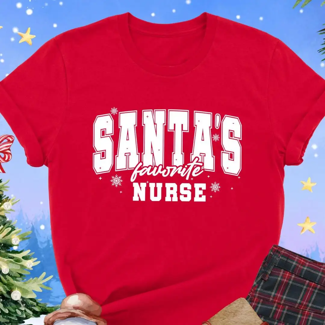 Santa's Favorite Nurse Shirt, Nursing Team Shirt, Nurse Gift, Holiday Nurse Shirt, Nurse Student Shirt, Christmas Nurse Shirt, Favorite Nurse