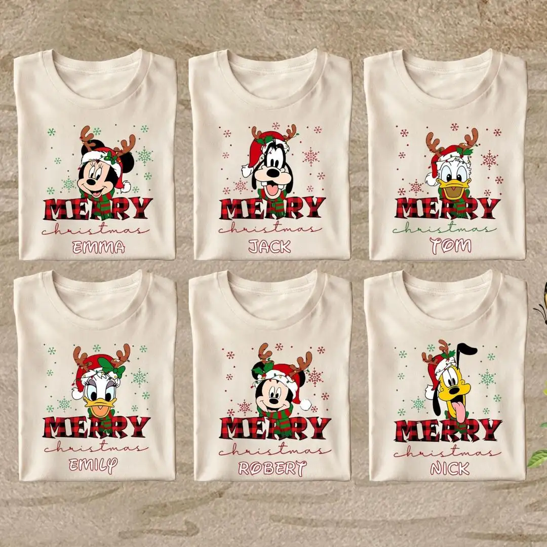Personalized Disney Family Christmas Shirts, Custom Family Name, Mickey and Friends, Family Christmas Party, Holiday Matching Family Shirt