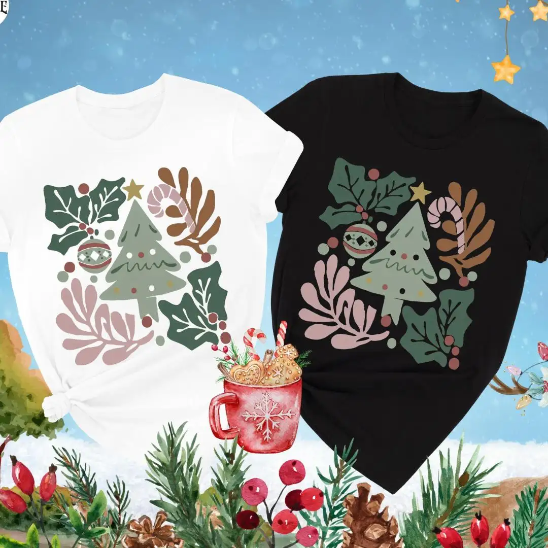 Merry and Bright Shirt, Boho Floral Christmas Shirt, Floral Xmas Tee, Women's Christmas Shirt, Christmas Boho Mom Gift, Womans Holiday Shirt