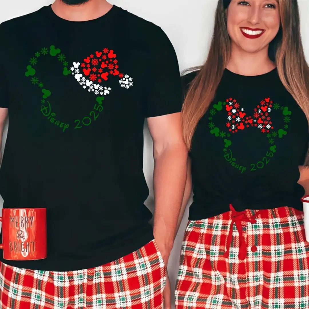 Disney Couples Mickey and Minnie Christmas Shirt, Christmas Matching Family Shirt, Holiday Couple Shirt, Disneyland Trip Tee, Christmas 2025