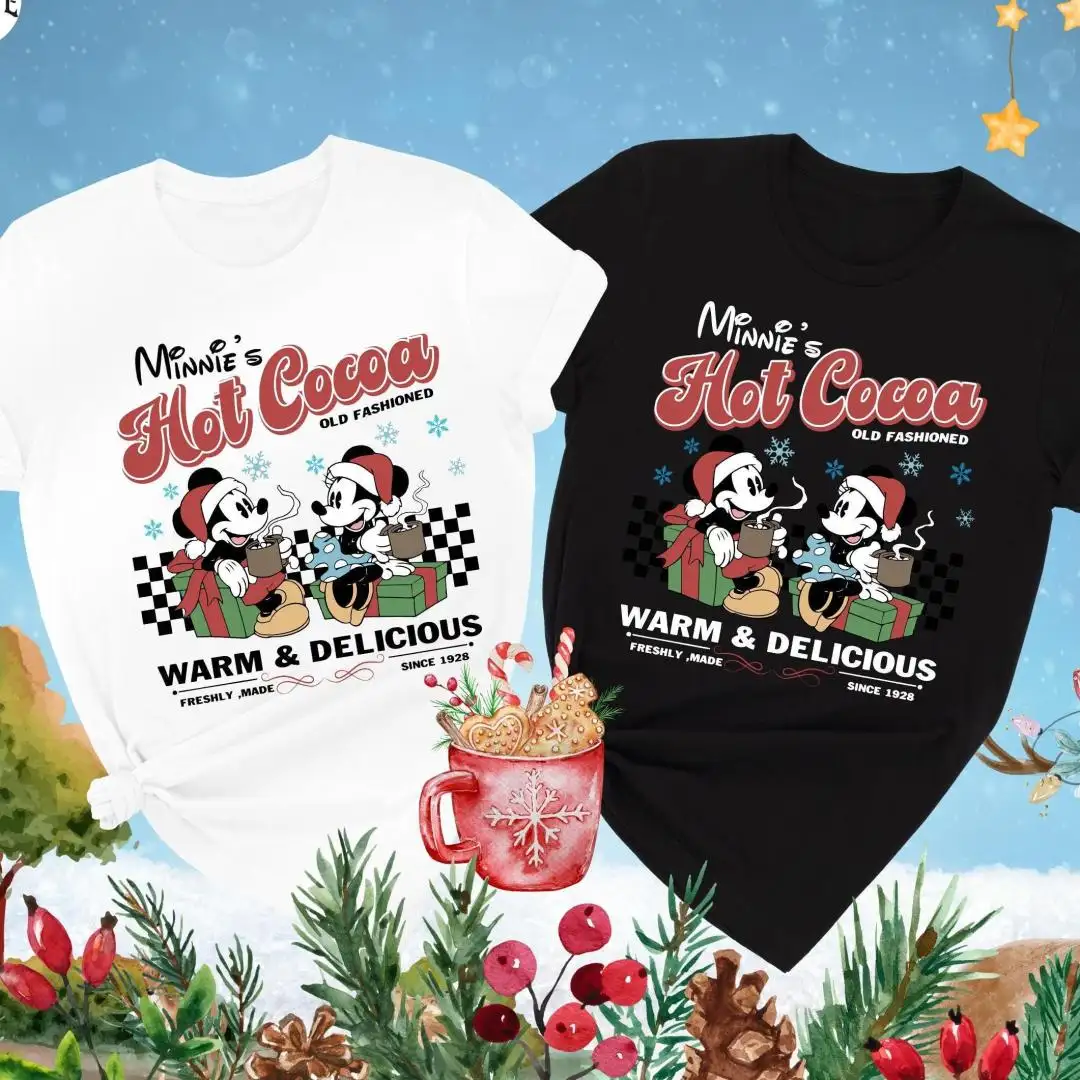 Minnie's Hot Cocoa Christmas Shirt, Holiday Season Tee, Disneyland Trip Shirt, Womens Christmas Gift, Mickey Christmas Shirt, Disney Vacation