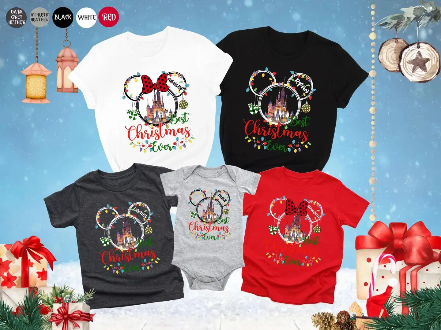 Custom Christmas Disney Shirt, Best Christmas Ever, Magic Castle Tee, Matching Family Disney, Disney Xmas Crew Shirt, Personalized Name Shirt