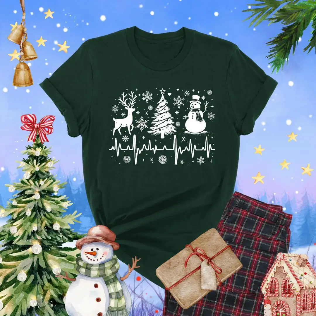 Christmas Heartbeat Shirt, Christmas Nurse Shirt, EKG Line Shirt, Medical Shirt, Hospital Staff Shirt, Cardiologist Gift, Cardiac Nurse Gift