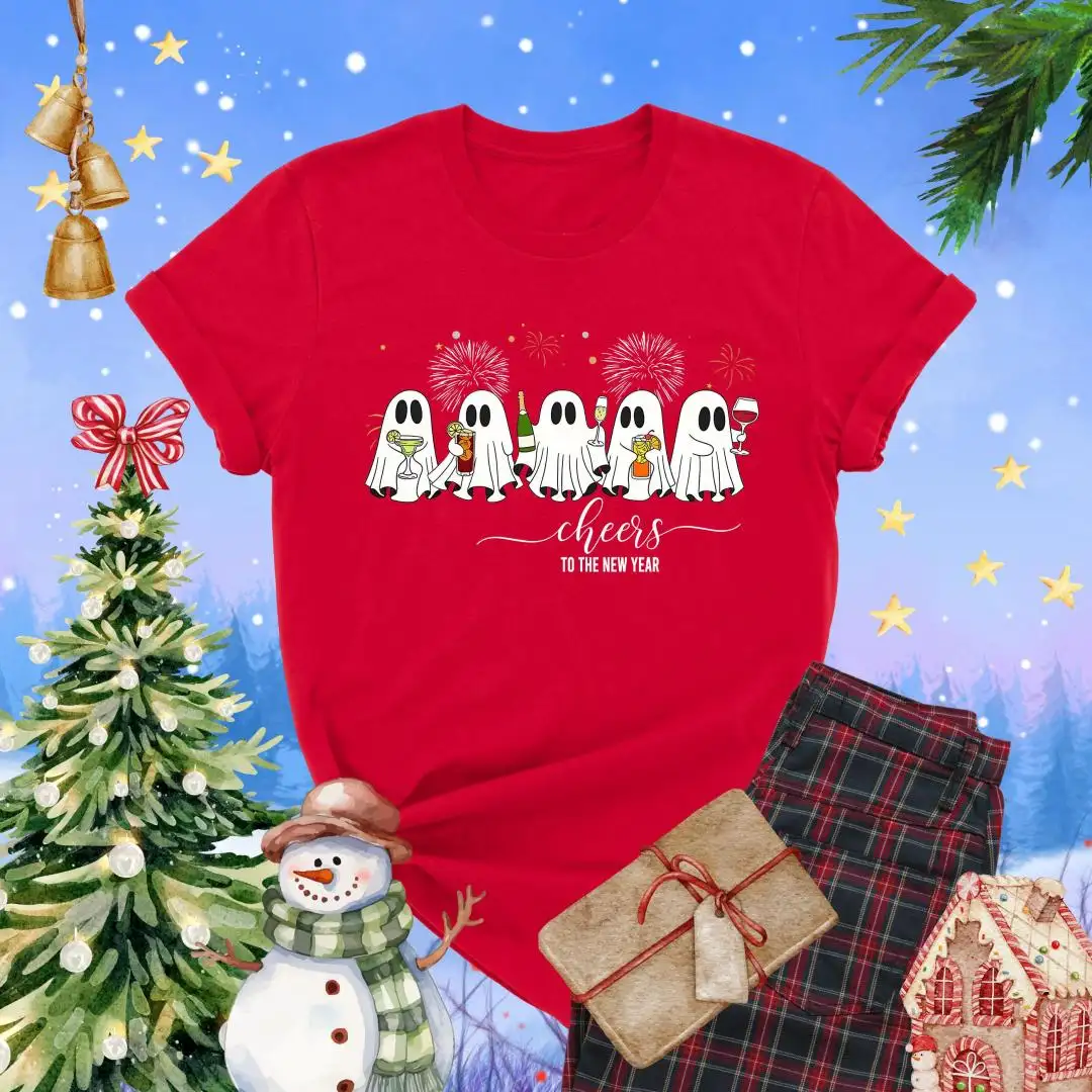 Cheers to the New Year Shirt, Christmas Party, New Year Shirt, 2025 New Year Party Shirt, Cute Ghost Champagne Shirt, Champagne Lovers Gift