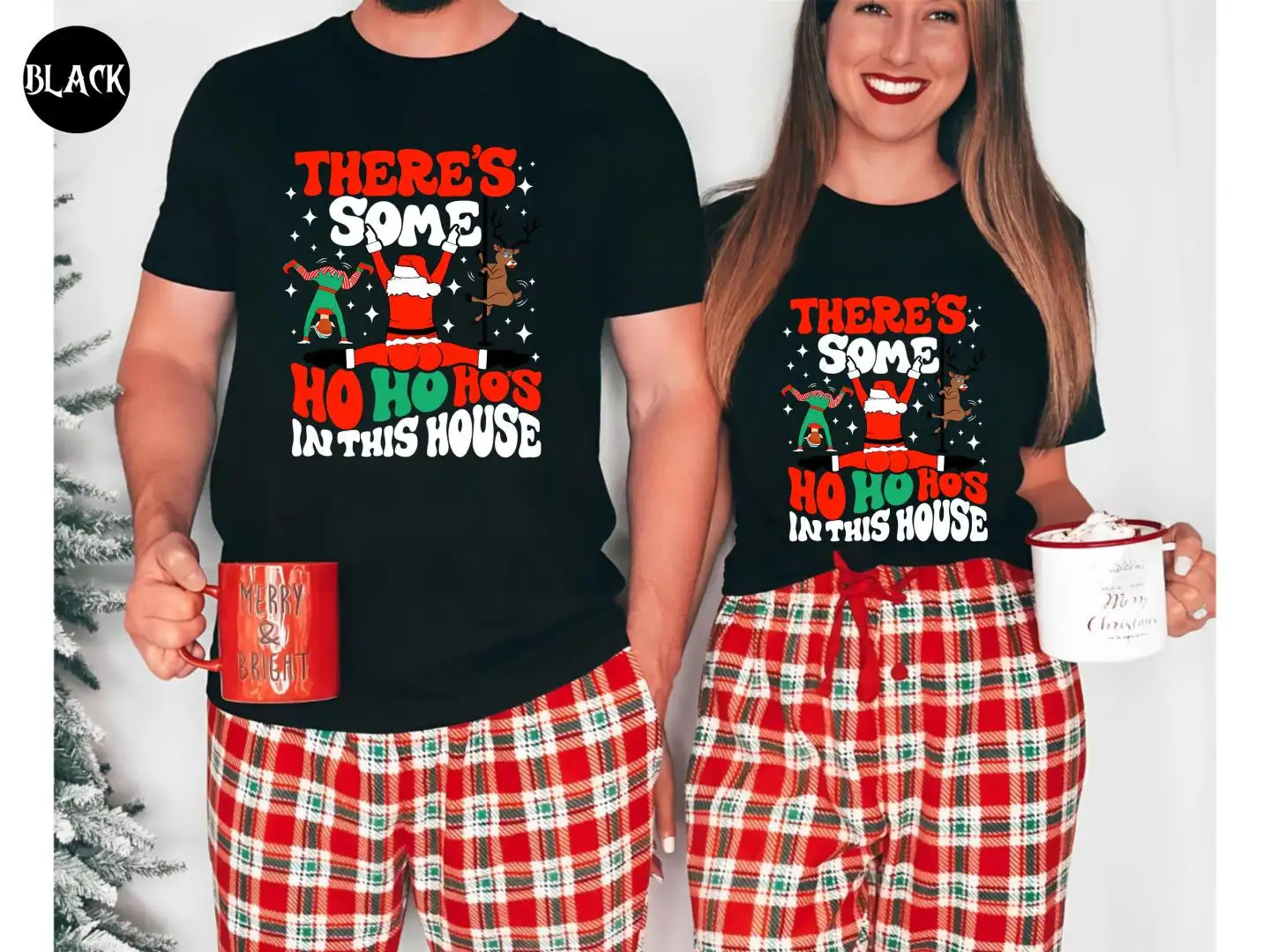 There Is Some Hos Shirt, Funny Santa Shirt, Twerking Santa, Rude Santa Christmas Holiday Shirt, Some Hos In This House, Christmas Men Gift