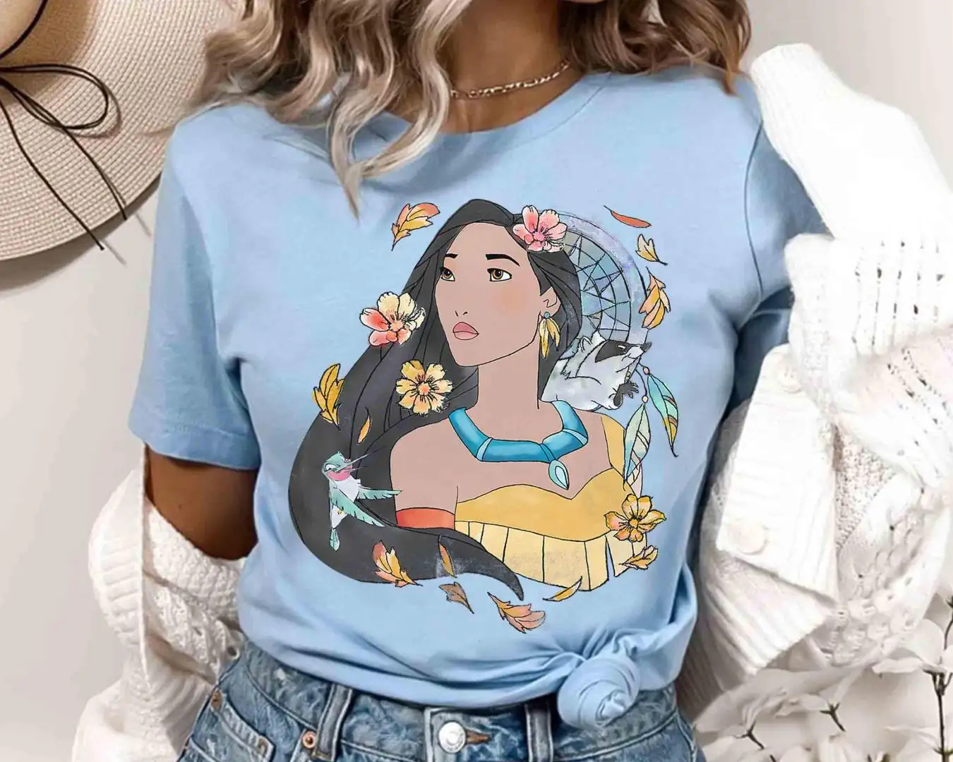 Disney Pocahontas Dreamcatcher Watercolor Graphic Shirt