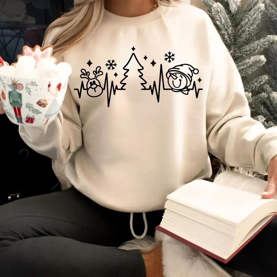 Christmas Heartbeat Sweatshirt, Snowman Sweatshirt, Christmas Doctor Gift, Christmas Gift for Medical Employees, Christmas Nurse Hoodie