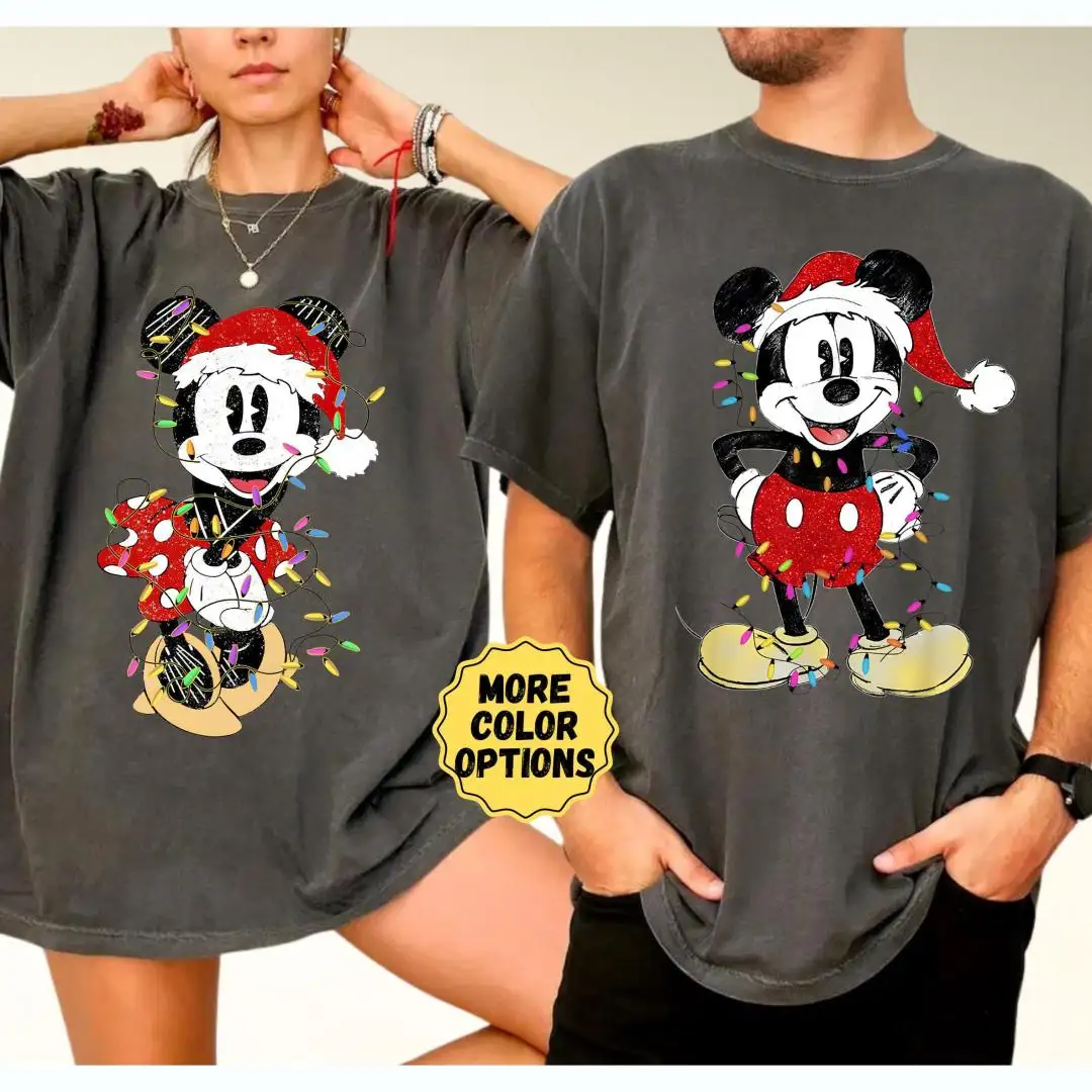 Comfort Colors® Disney Couple Christmas Shirt, Disneyland Trip Shirt, Mickey, Matching Couple Shirt, Disney Family Vacation, Honeymoon Shirt