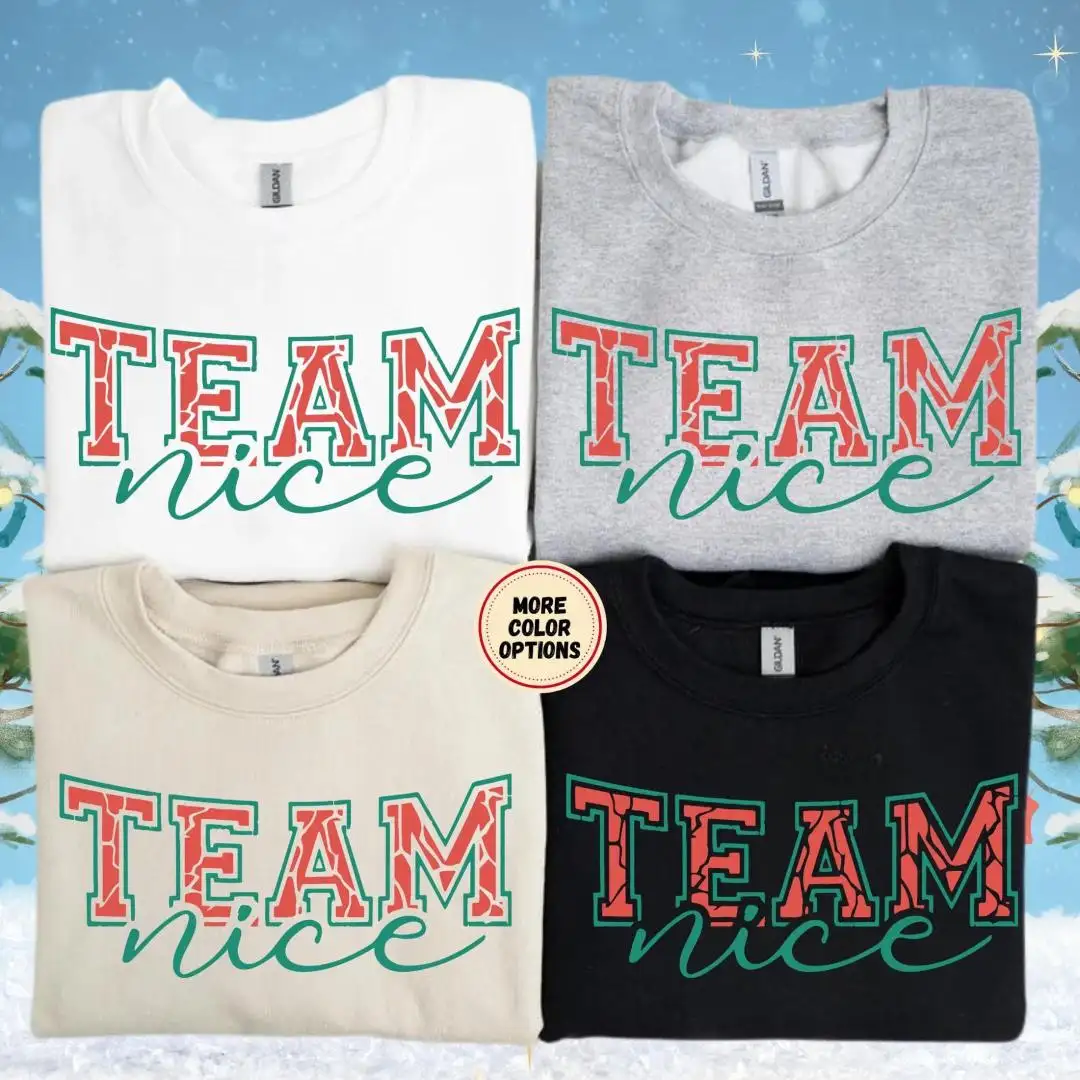 Team Nice Sweatshirt, Christmas Hoodie, Christmas Group Outfit, Funny Christmas Sweater, Holiday Team Sweatshirt, Matching Family Holiday