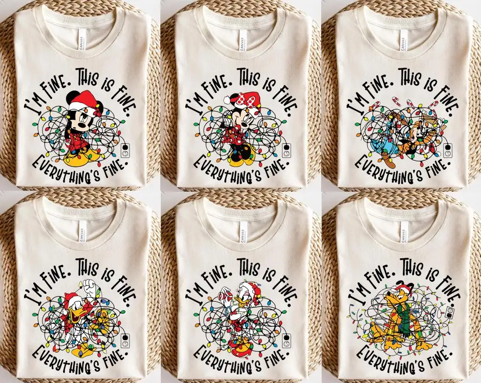 Disney Funny Christmas T-Shirt, Mickey Christmas Tee, Everything Is Fine T-Shirt, Mickey and Friends Christmas Shirts, Cute Christmas Shirts