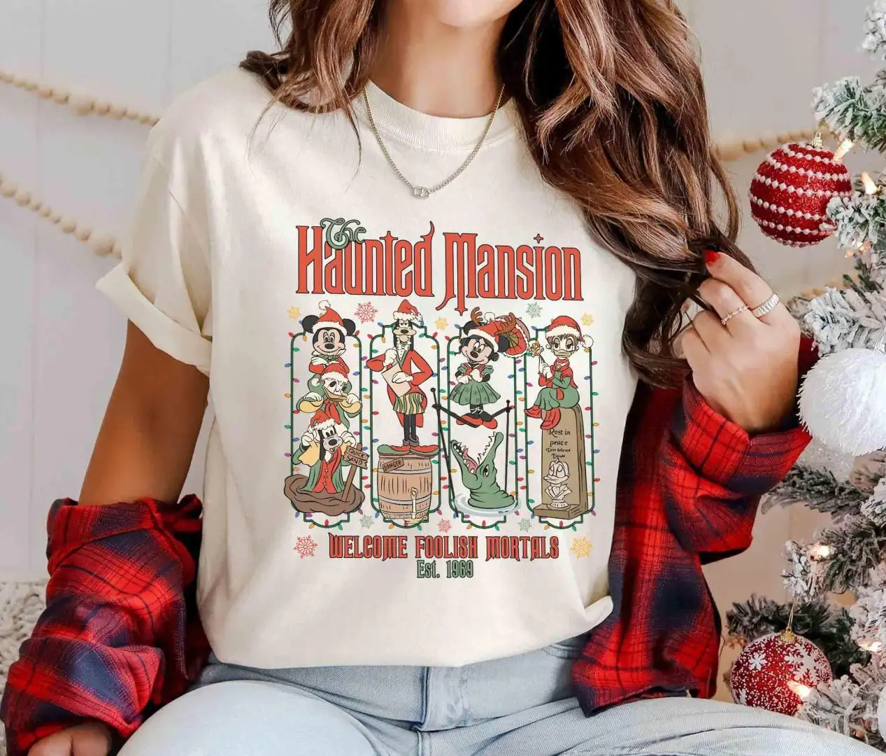 Retro Disney Haunted Mansion Christmas Shirt, Mickey & Friends Christmas Tee, Disney Making Spirits Bright Tee, Mickeys Very Merry Christmas