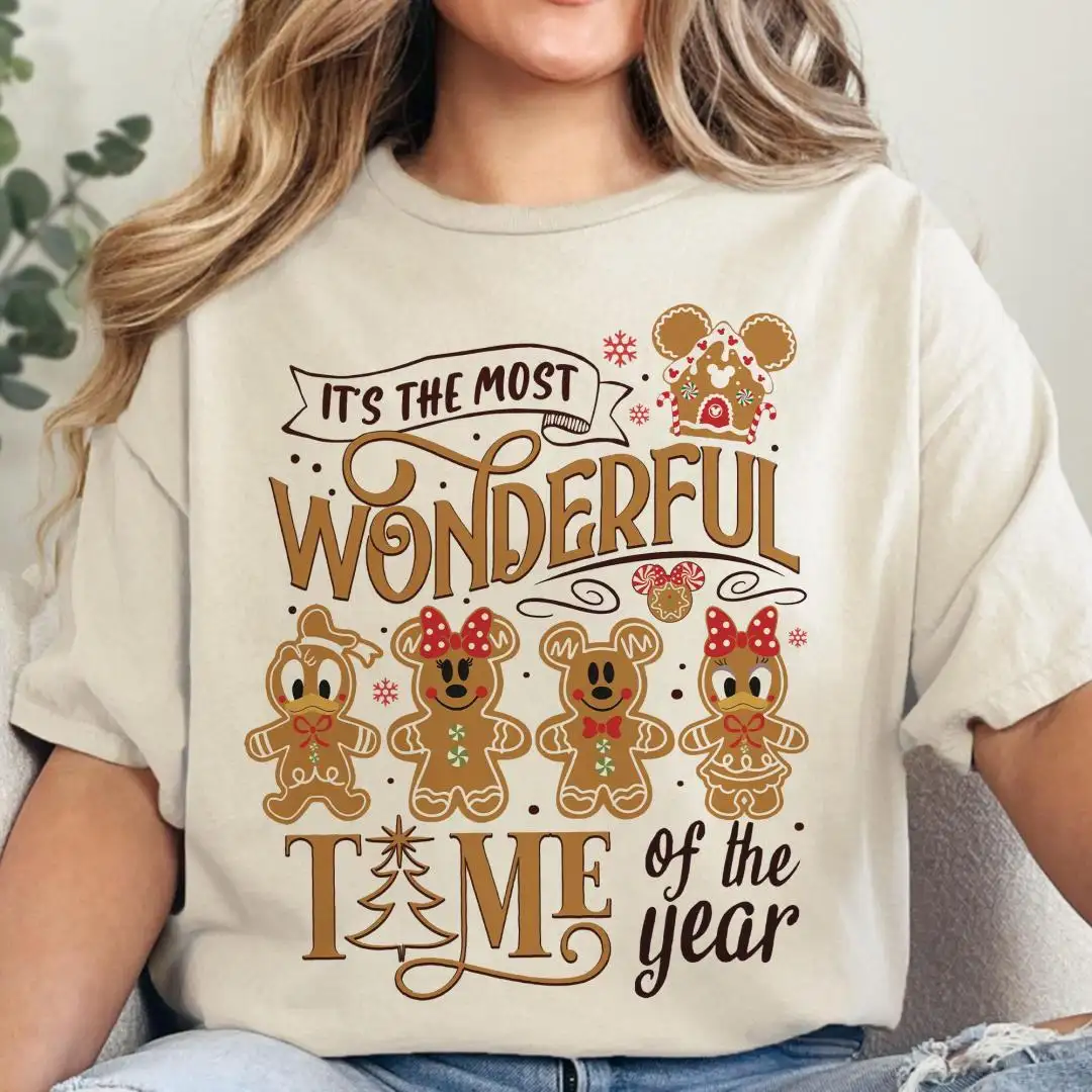 Mickey and Friends Gingerbread Xmas Shirt, Disney Gingerbread Shirts, Christmas Family Shirt, It's The Most Wonderful Time Of The Year Tee