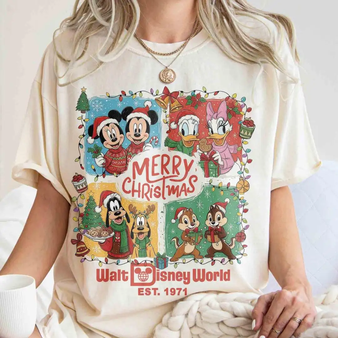 Retro Walt Disney World Christmas Shirt, Very Merry Christmas Party Tee, Mickey and Friends Christmas Shirt, Disney Family Chrismtas Shirt