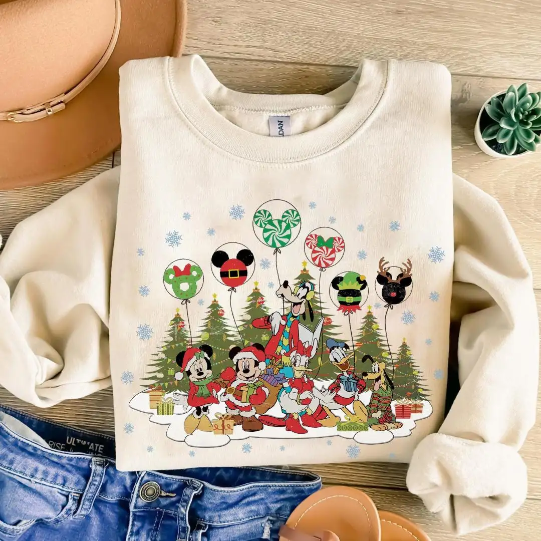 Vintage Mickey And Friends Christmas Shirt, Disney Family Matching Christmas Tee, Disney Xmas Shirt, Xmas Gift, Disneyland Christmas Shirt