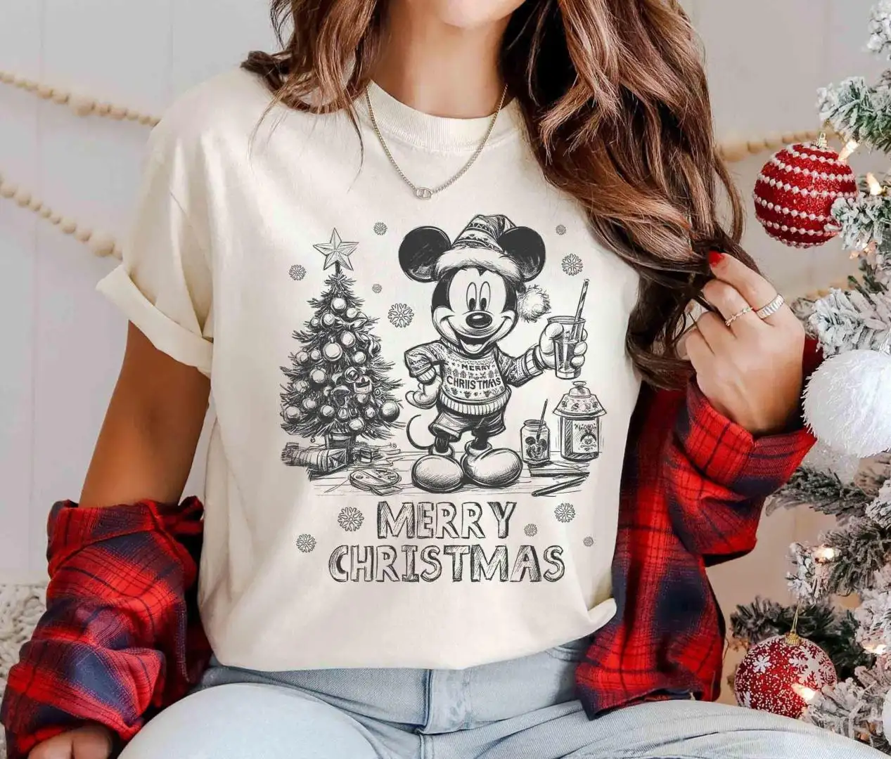 Vintage Mickey Mouse Christmas Shirt for Family Gifts