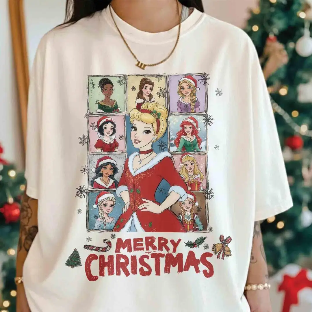 Disney Princess Retro Christmas Shirt Holiday Gift
