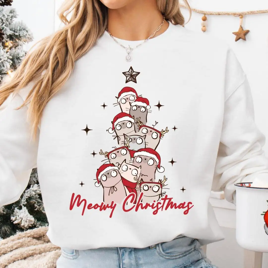 Meowy Christmas Cat Shirt for Cat Lovers