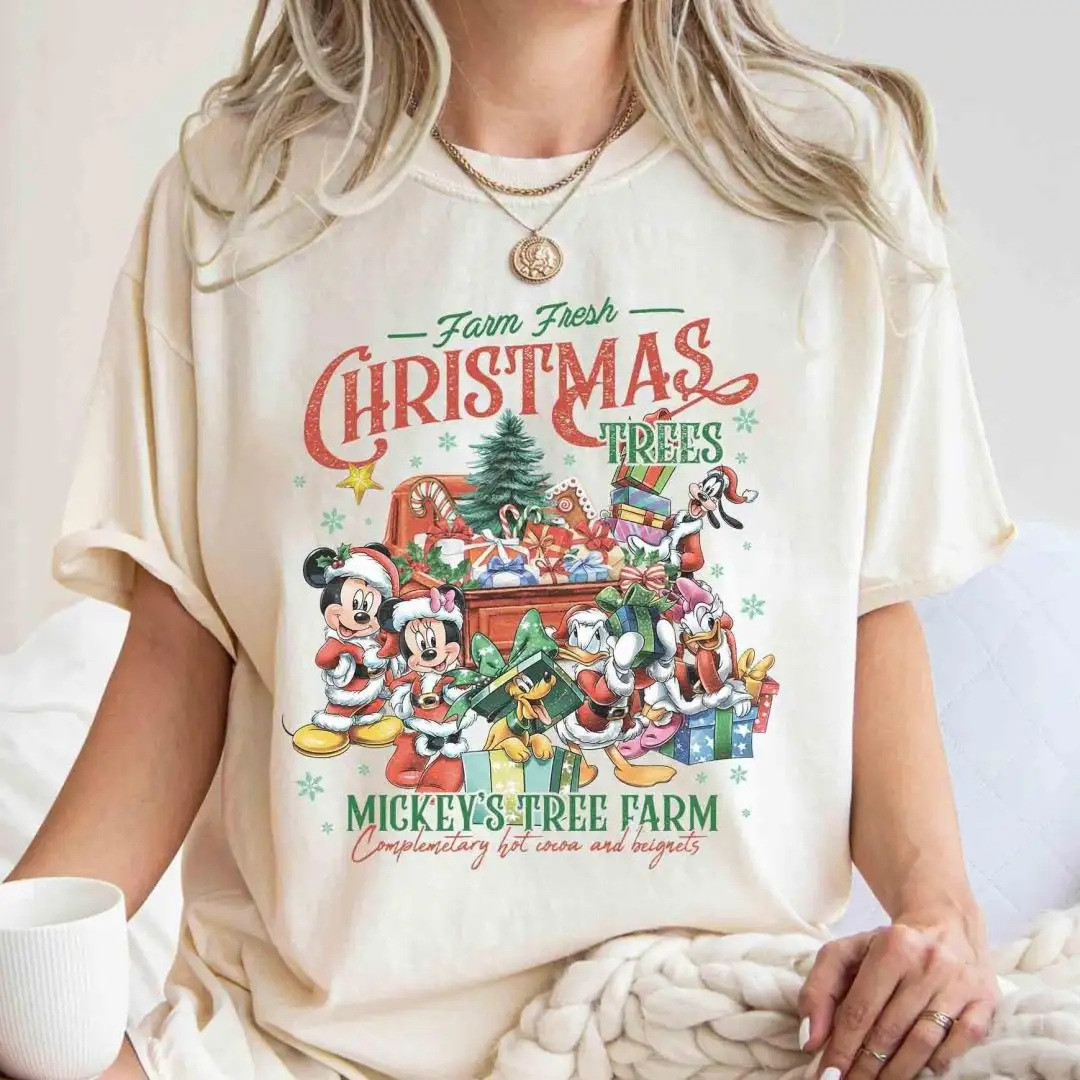 Vintage Disney Christmas Shirt with Retro Mickey Tree Farm